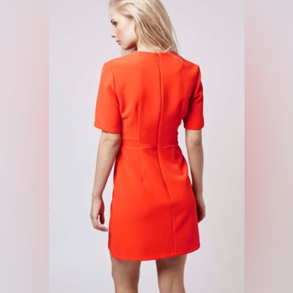 Topshop Orange 1960s-style popper shift dress Size US 4 - Picture 8 of 9
